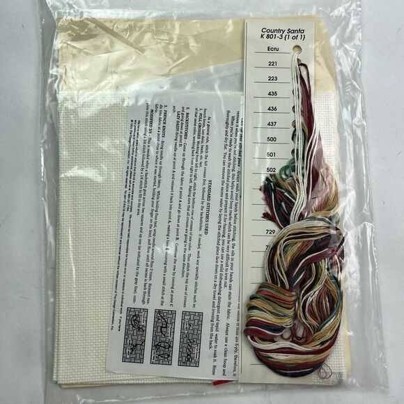 The Design Connection Primitive Santa Clouse Counted Cross Stitch Kit Vtg 90s - Picture 4 of 7